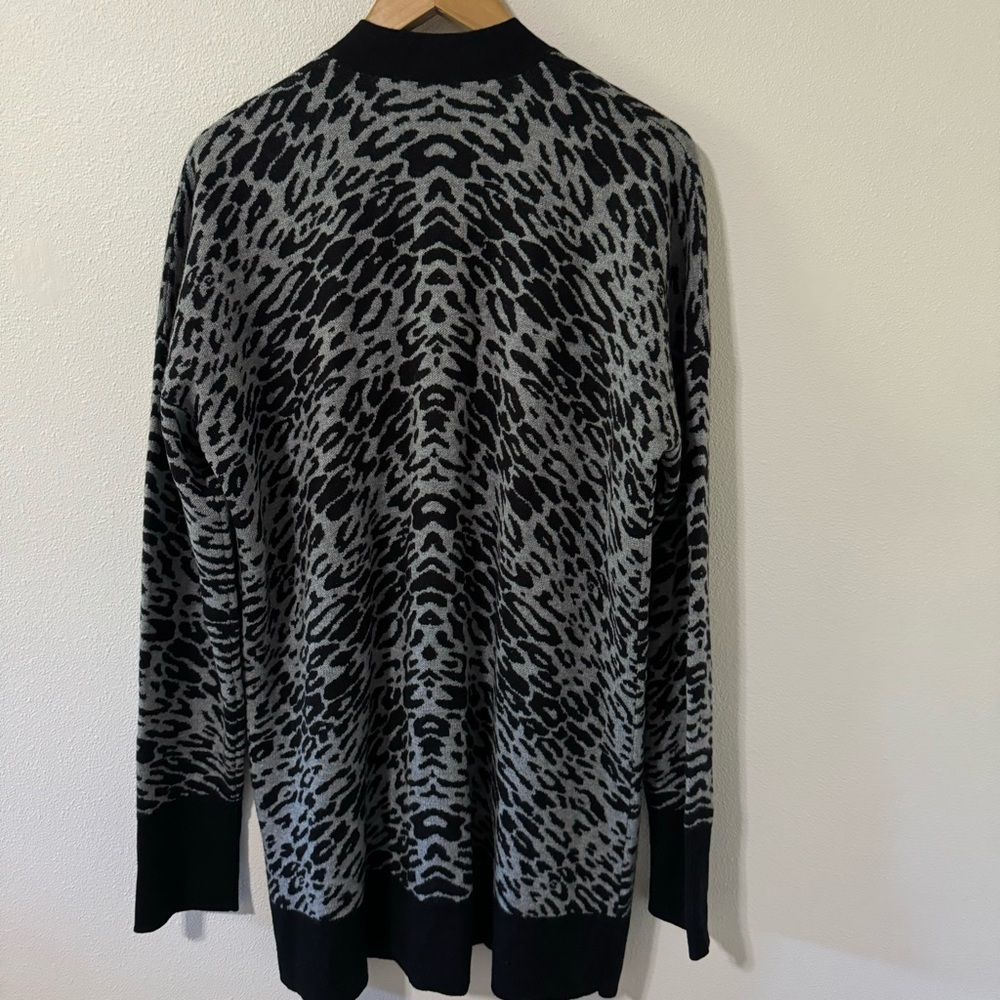 Equipment Femme Fenwick Leopard-Print Cardigan Wool Cashmere Black Gray Long -XL - Picture 3 of 11